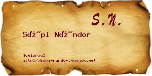 Sápi Nándor névjegykártya